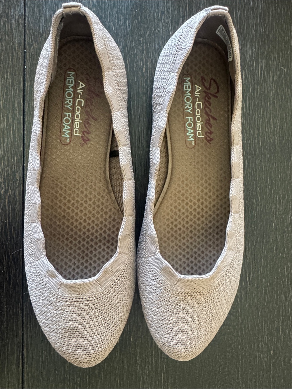 Skechers Air-Cooled Memory Foam Knit Ballet Flats MOC Mocha Women’s 8 Worn Once